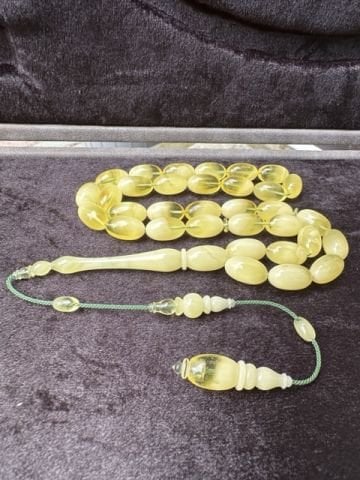 Ahmed Levent İşçiliği Badem Model Damla Kehribar Tesbih