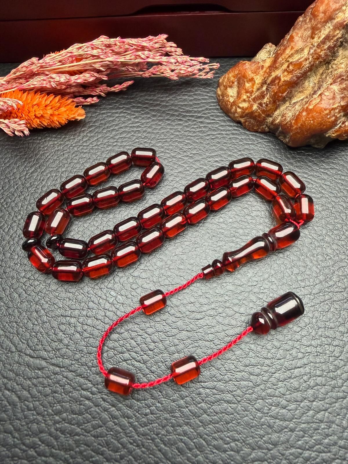 Sistemli Rus Kaya Damla Kehribar Tesbih