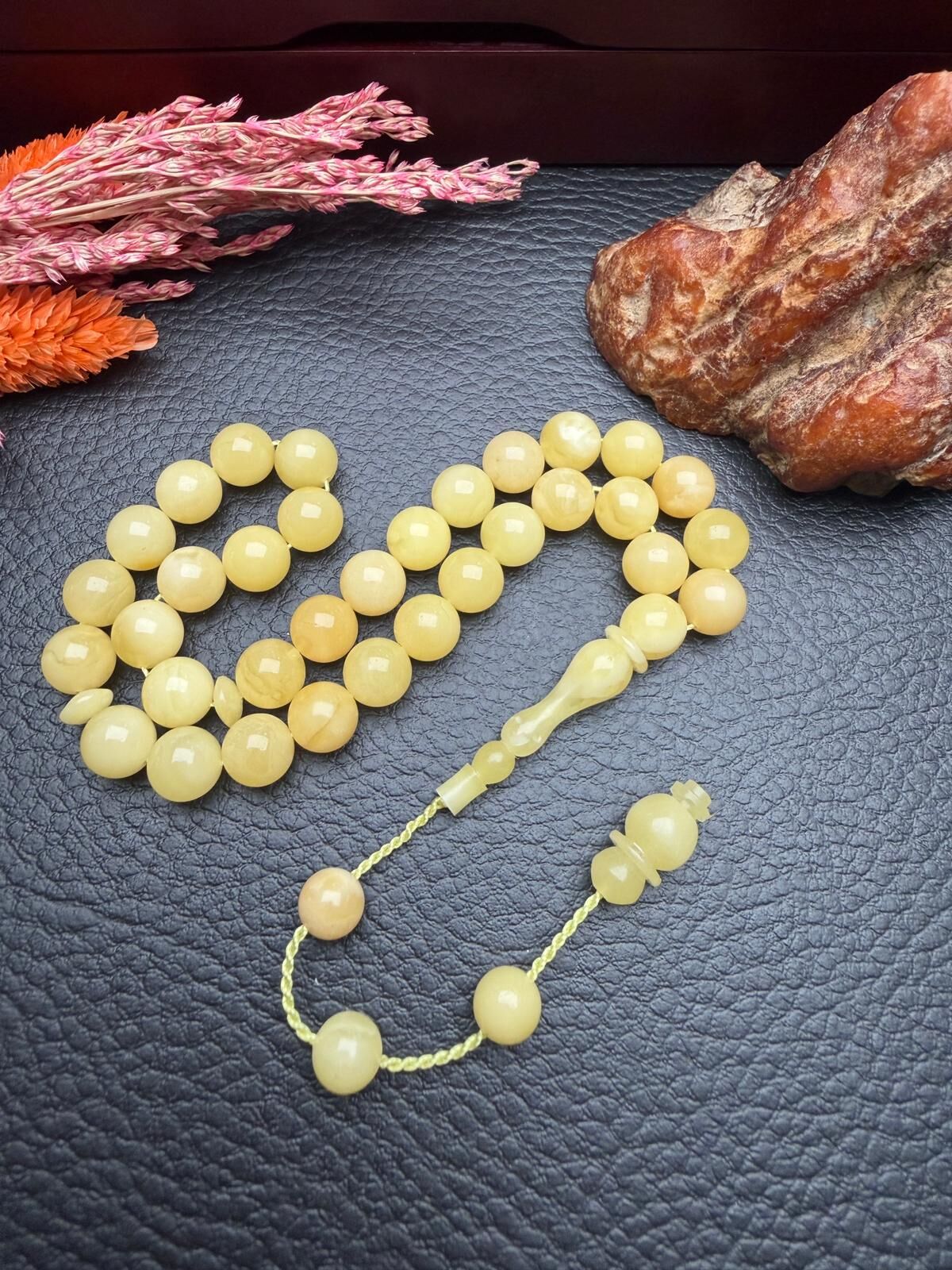 Sistemli Rus Kaya Damla Kehribar Tesbih