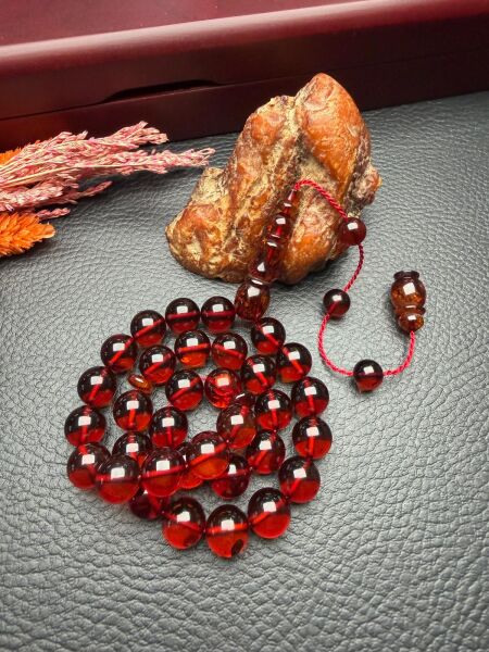 Sistemli Rus Kaya Damla Kehribar Tesbih