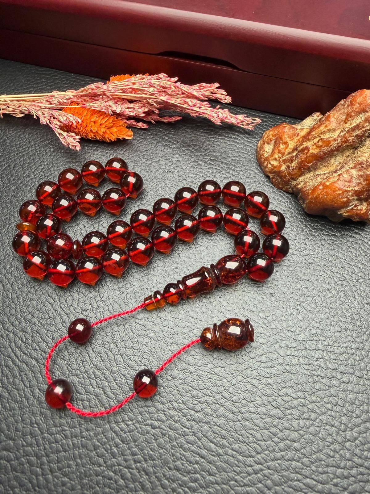 Sistemli Rus Kaya Damla Kehribar Tesbih