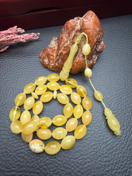 Sistemli Rus Kaya Damla Kehribar Tesbih