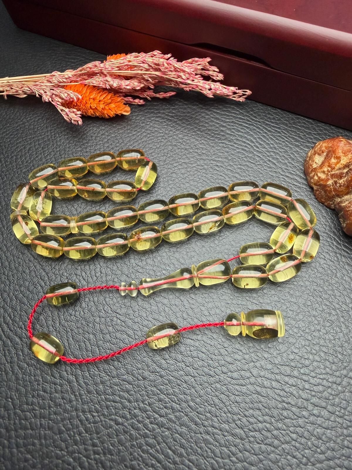 Sistemli Rus Kaya Damla Kehribar Tesbih