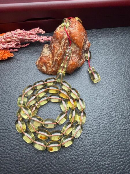 Sistemli Rus Kaya Damla Kehribar Tesbih