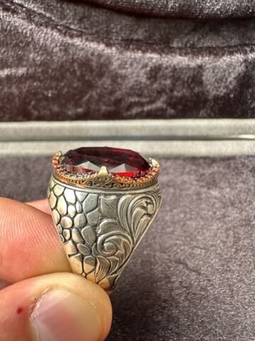 Zirkon Taşı Özel Tasarım 925 Ayar Gümüş Erkek Yüzük