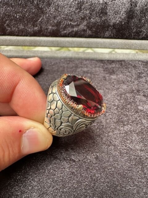 Zirkon Taşı Özel Tasarım 925 Ayar Gümüş Erkek Yüzük