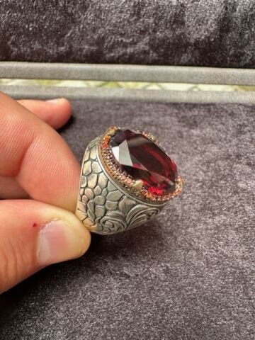 Zirkon Taşı Özel Tasarım 925 Ayar Gümüş Erkek Yüzük