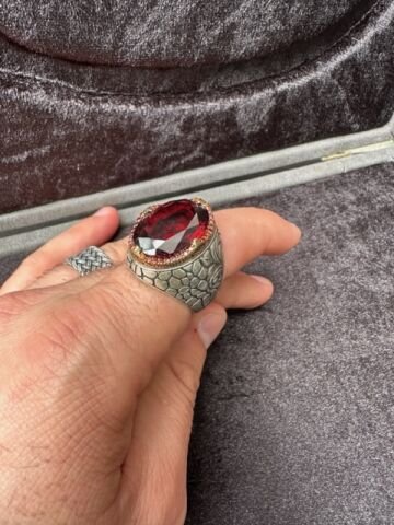 Zirkon Taşı Özel Tasarım 925 Ayar Gümüş Erkek Yüzük