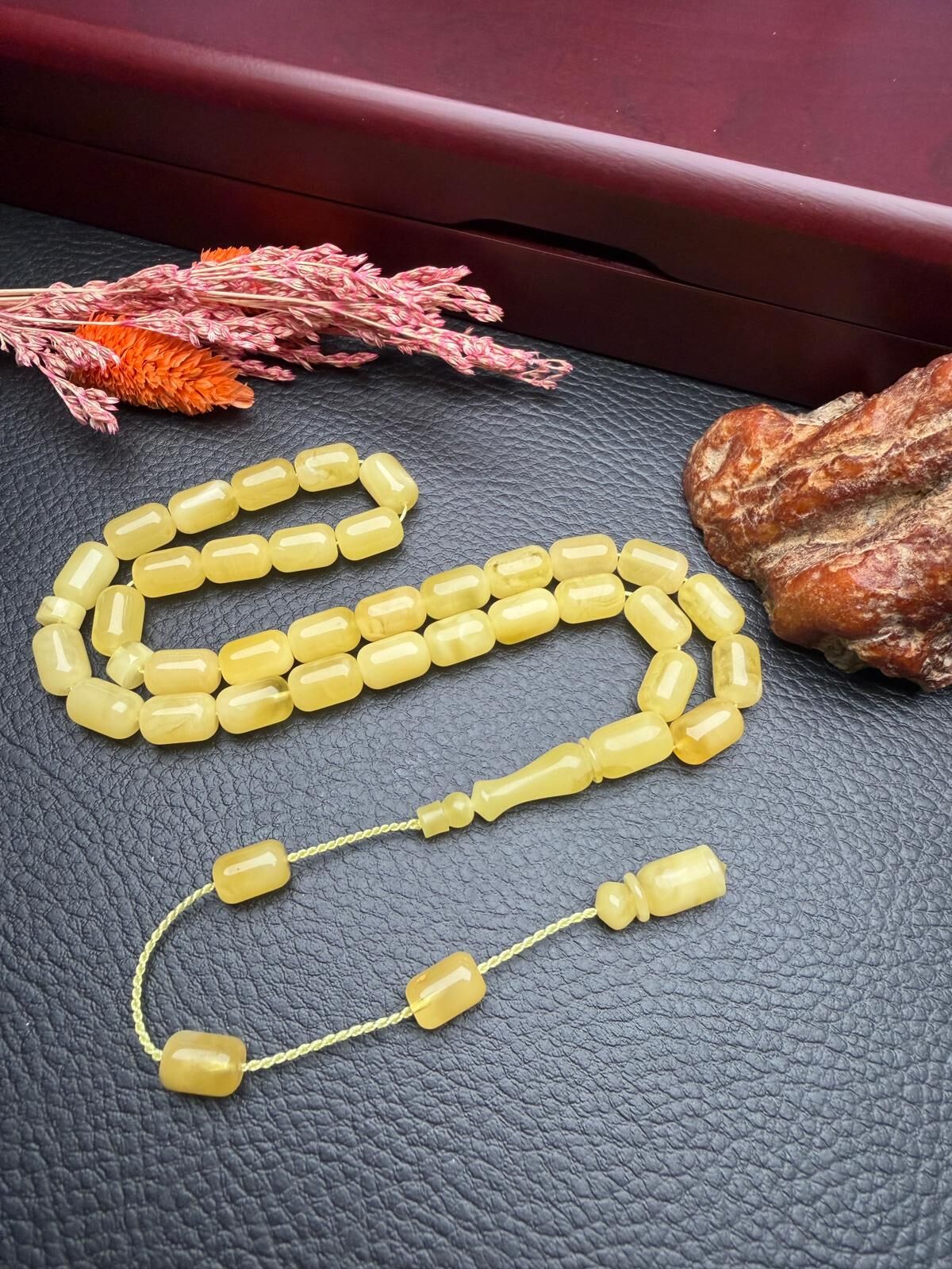 Sistemli Rus Kaya Damla Kehribar Tesbih