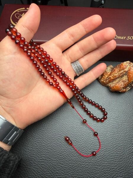 Sistemli Rus Kaya 99 Luk Damla Kehribar Tesbih