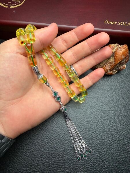 Şeffaf Rus Kaya Damla Kehribar Tesbih