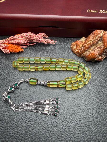 Şeffaf Rus Kaya Damla Kehribar Tesbih