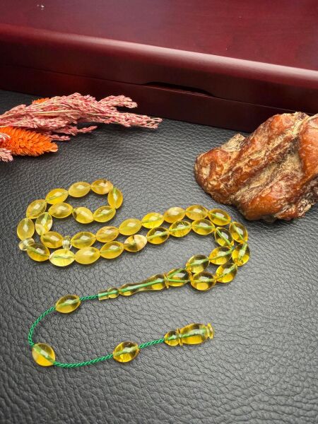 Sistemli Rus Kaya Damla Kehribar Tesbih