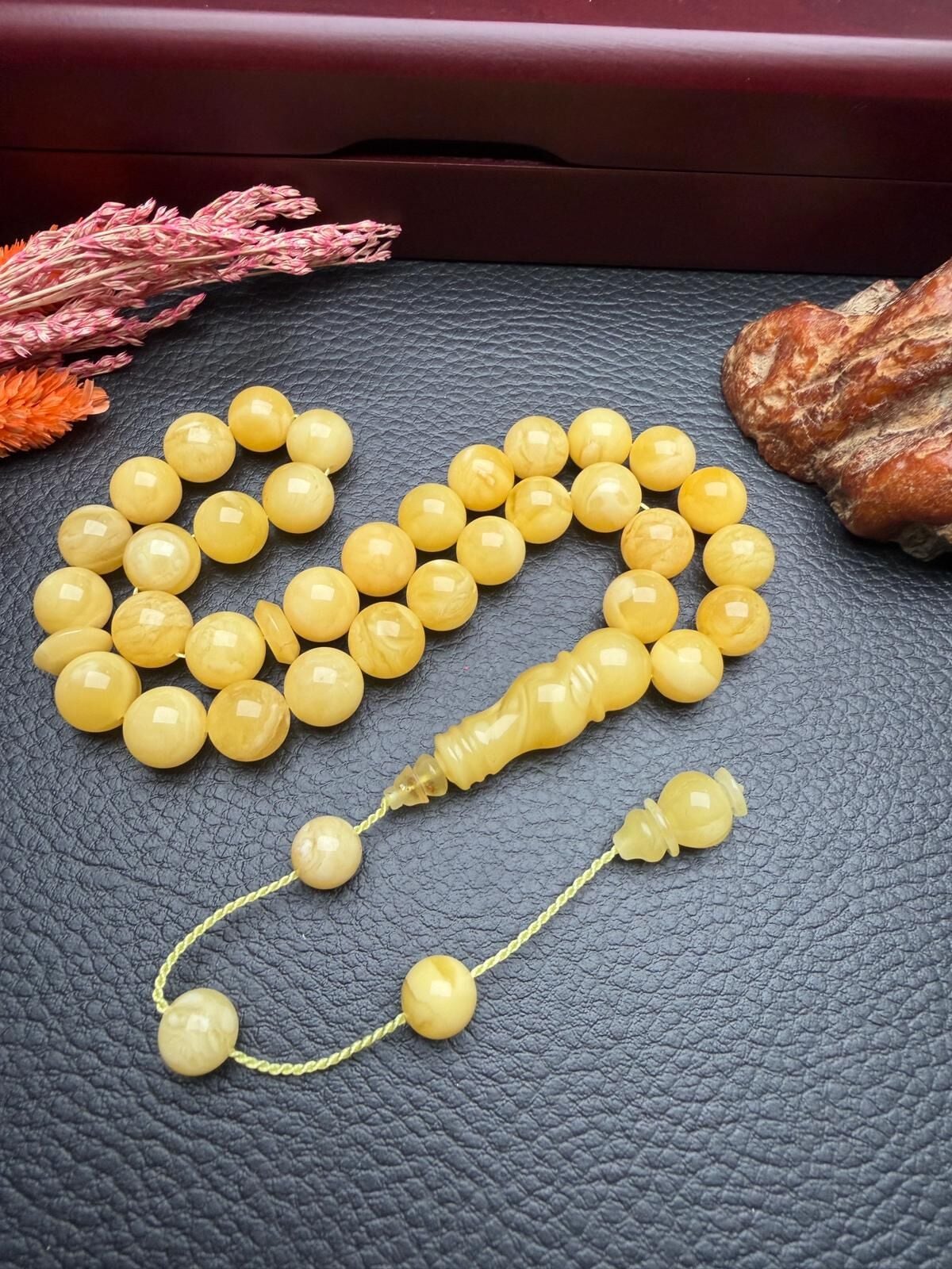 Sistemli Rus Kaya Damla Kehribar Tesbih