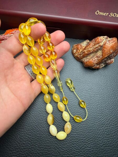 Sistemli Rus Kaya Damla Kehribar Tesbih