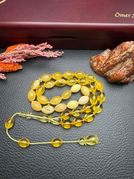 Sistemli Rus Kaya Damla Kehribar Tesbih