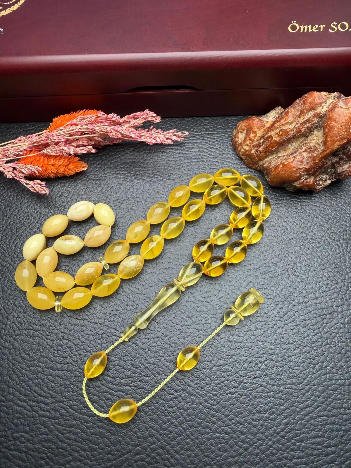 Sistemli Rus Kaya Damla Kehribar Tesbih