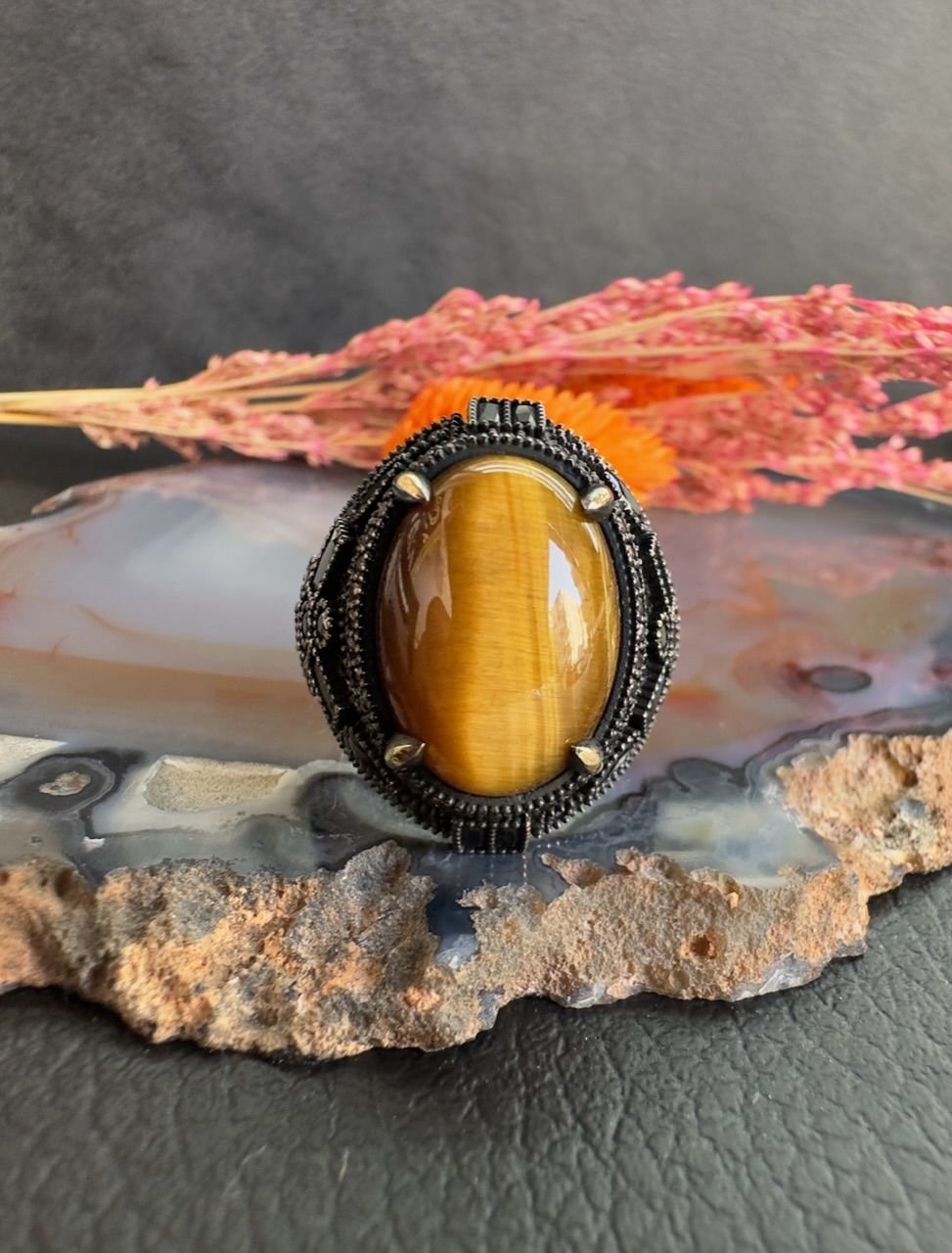 Özel Tasarım Kaplangözü Gümüş Erkek Yüzük