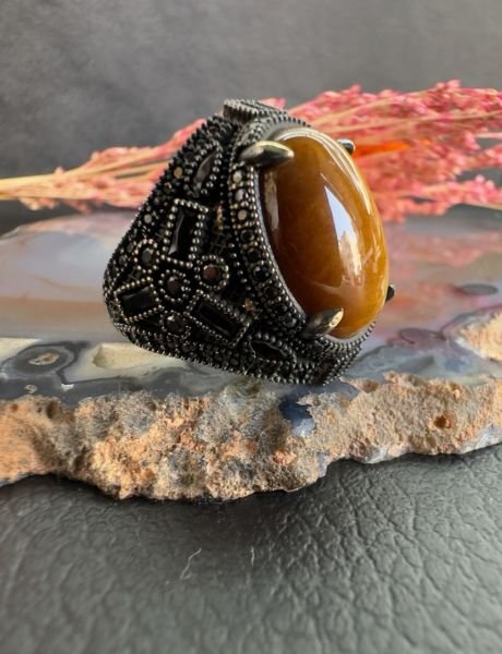 Özel Tasarım Kaplangözü Gümüş Erkek Yüzük