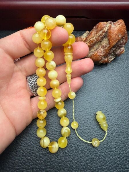 Sistemli Rus Kaya Damla Kehribar Tesbih