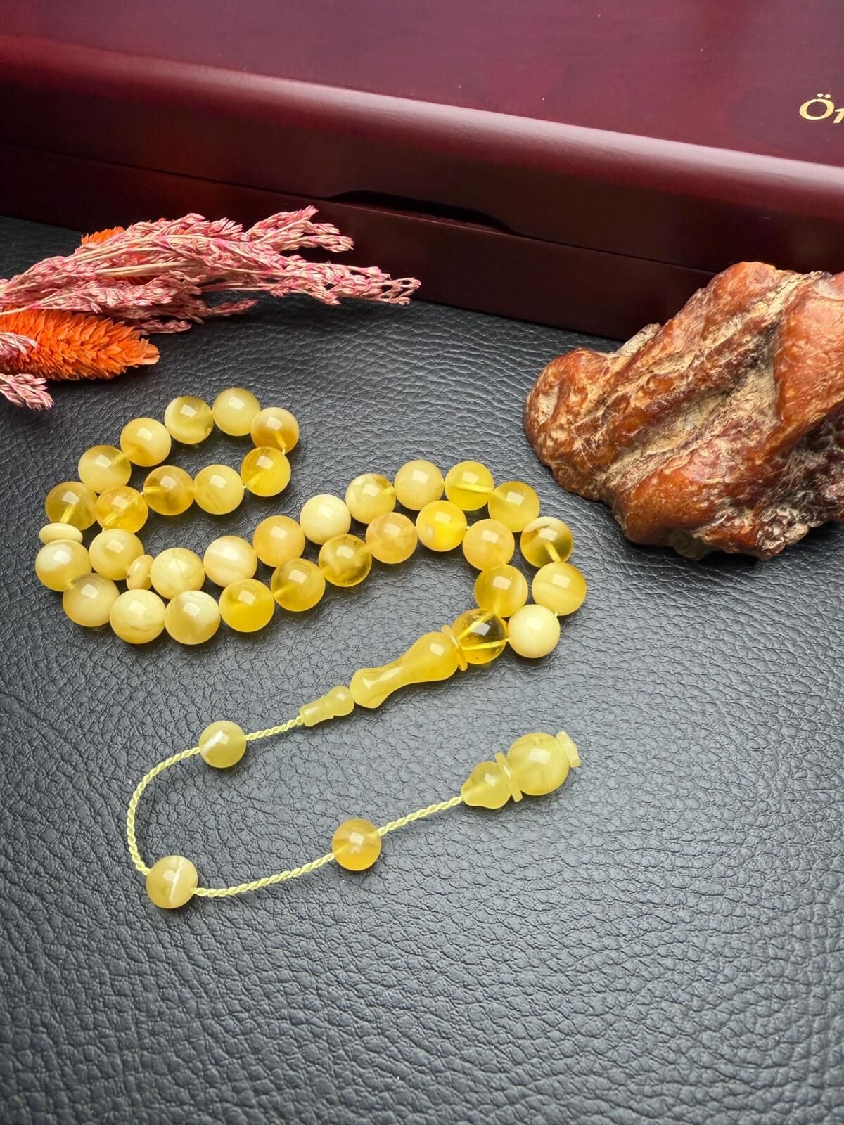 Sistemli Rus Kaya Damla Kehribar Tesbih