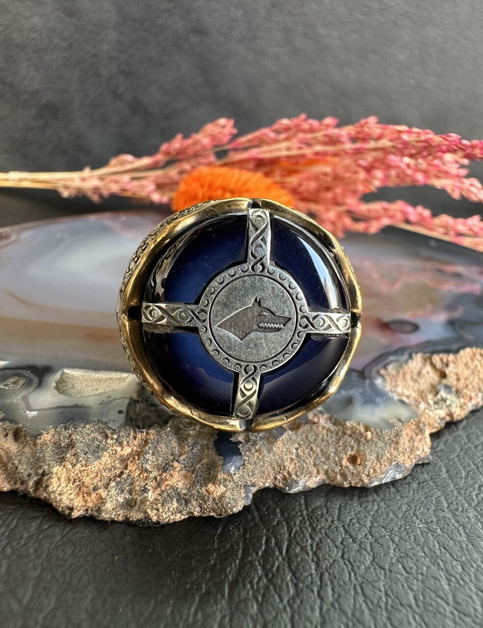 Nar-ı Aşk Model Özel Kurt Tasarım Gümüş Erkek Yüzük