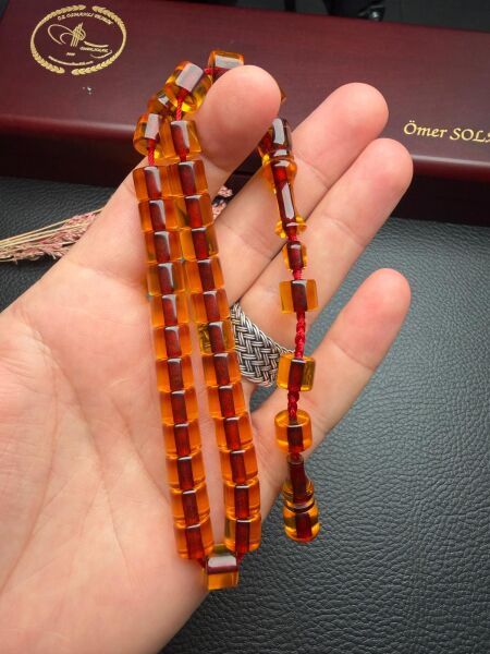 Basık Model Ateş Kehribar Tesbih