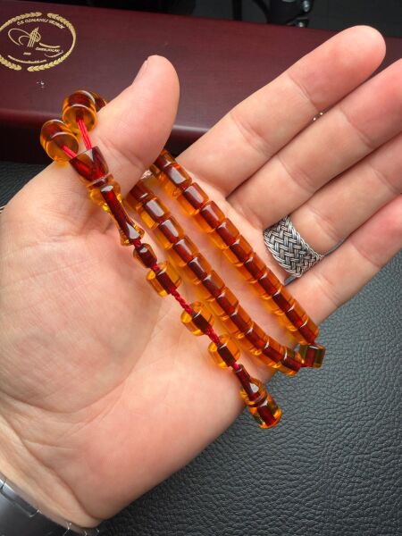 Basık Model Ateş Kehribar Tesbih