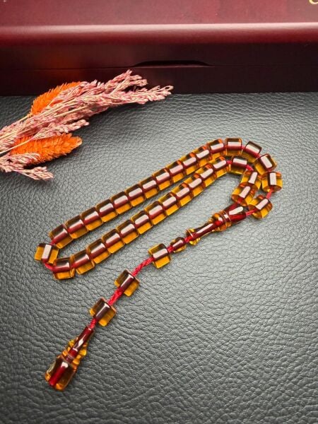 Basık Model Ateş Kehribar Tesbih