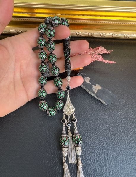 Beyzi Model Gümüş İşlemeli Erzurum Oltutaşı Tesbih