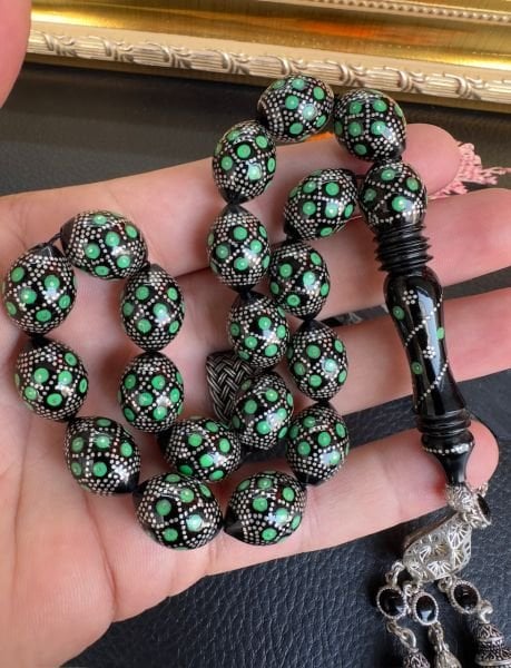 Beyzi Model Gümüş İşlemeli Erzurum Oltutaşı Tesbih