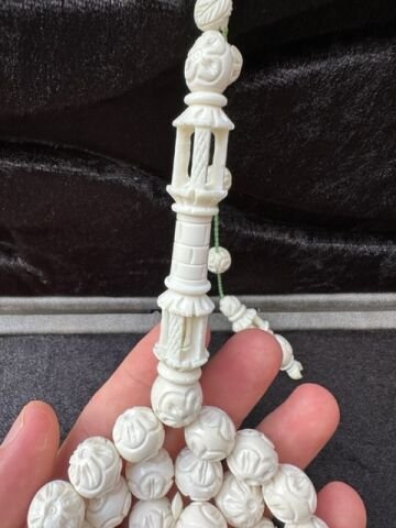 Küre Model Gül Oyma Deve Kemiği Tesbih