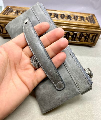 Guard Fermuarlı Model Gri Renk Deri Bayan Cüzdan