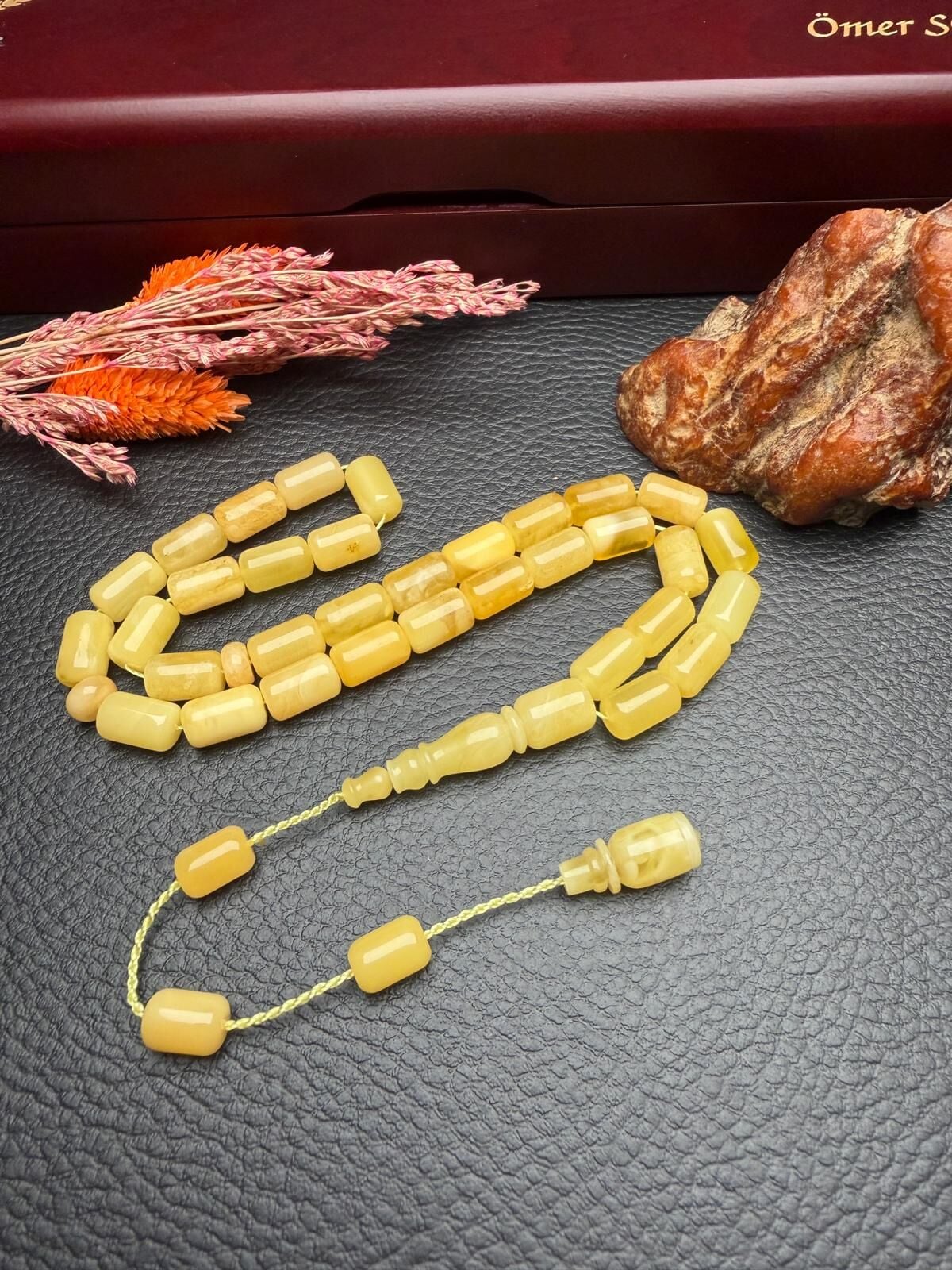 Rus Kaya Sistemli Damla Kehribar Tesbih