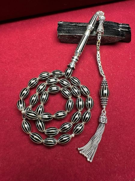 Beyzi Model Gümüş Yarma Erzurum Oltu Taşı Tesbih