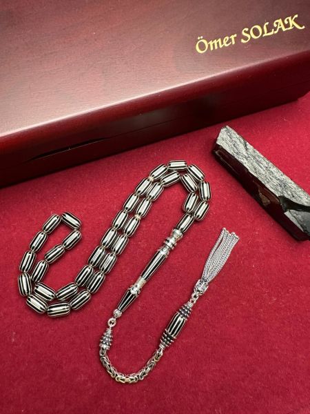 Kapsül Model Gümüş Yarma Erzurum Oltu Taşı Tesbih
