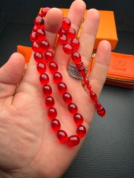 Badem Model Eski Osmanlı Ateş Kehribar Tesbih