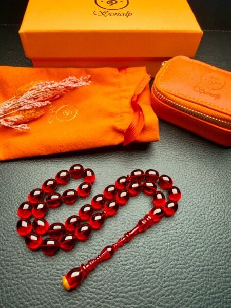 Badem Model Eski Osmanlı Ateş Kehribar Tesbih