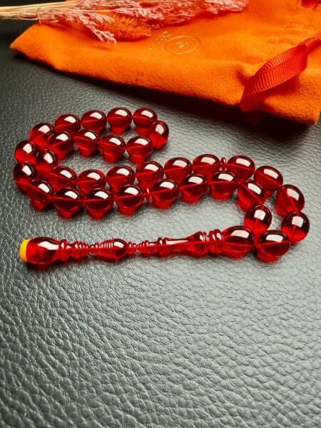 Badem Model Eski Osmanlı Ateş Kehribar Tesbih