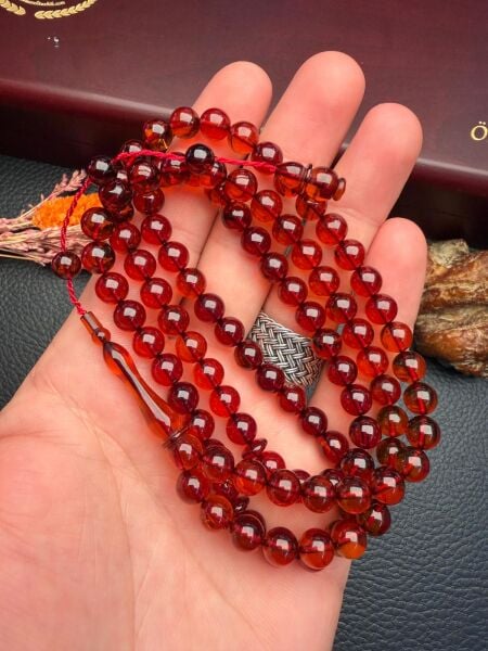 Şeffaf Rus Kaya 99'luk Damla Kehribar Tesbih