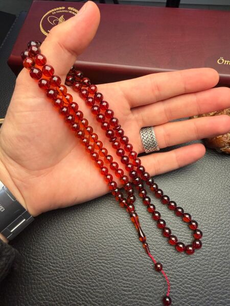 Şeffaf Rus Kaya 99'luk Damla Kehribar Tesbih