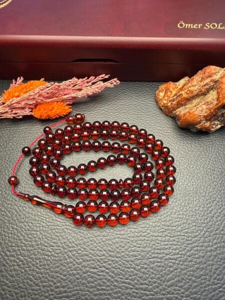 Şeffaf Rus Kaya 99'luk Damla Kehribar Tesbih