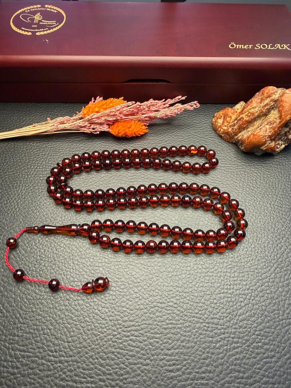 Şeffaf Rus Kaya 99'luk Damla Kehribar Tesbih