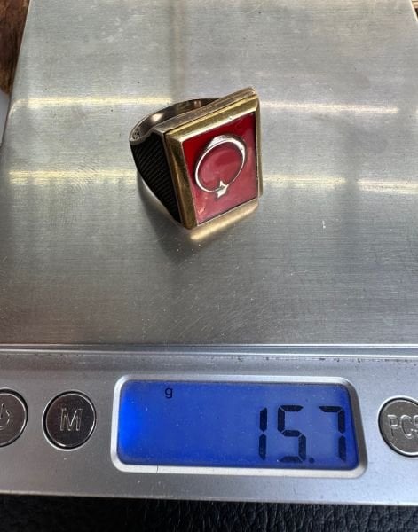 Özel Türk Bayrağı Tasarım Gümüş Yüzük