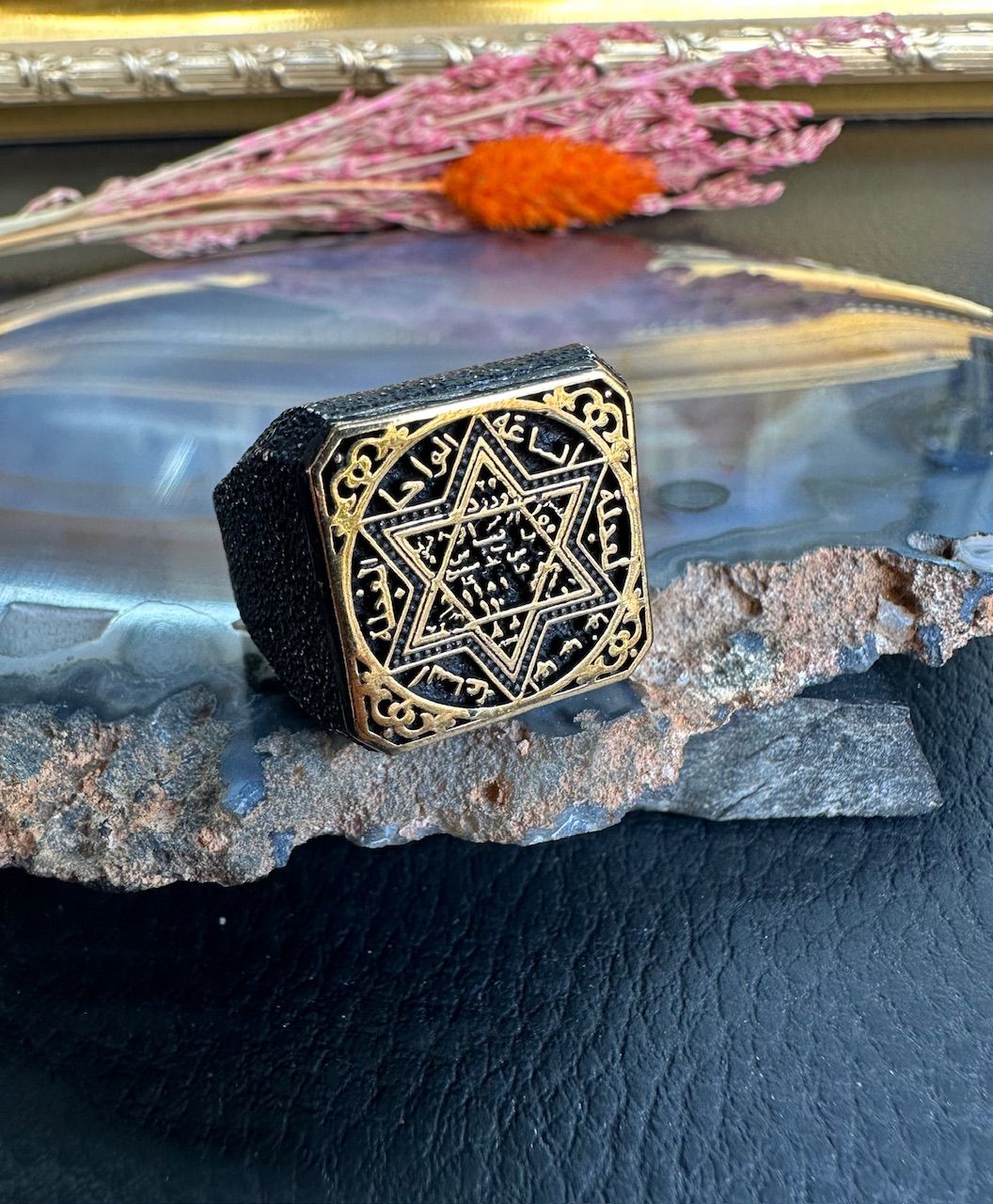 Özel Süleyman Mührü Tasarım Gümüş Yüzük