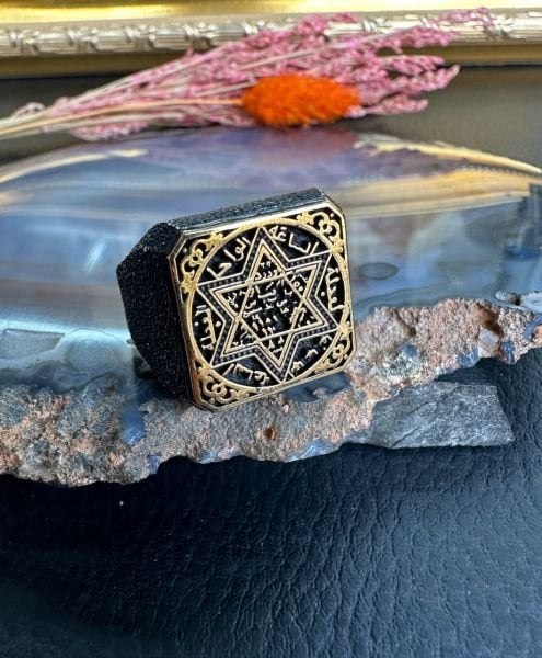 Özel Süleyman Mührü Tasarım Gümüş Yüzük