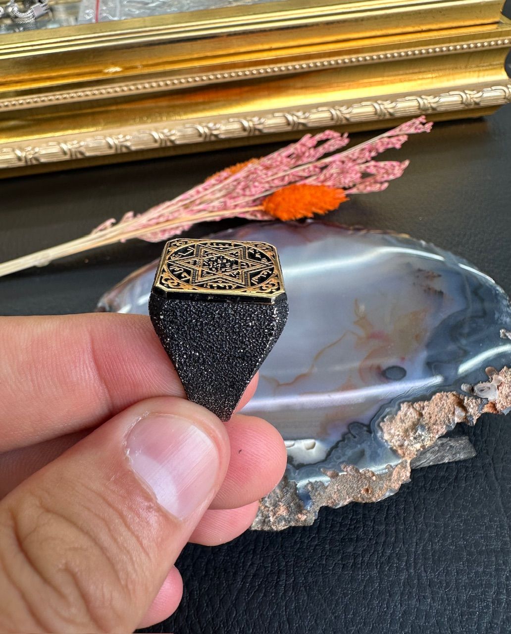 Özel Süleyman Mührü Tasarım Gümüş Yüzük