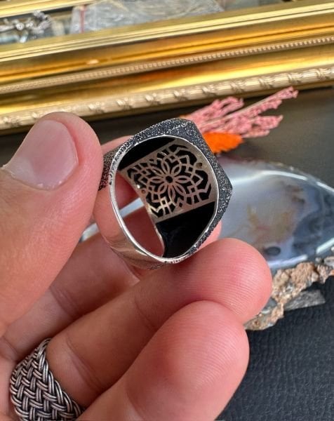 Özel Süleyman Mührü Tasarım Gümüş Yüzük