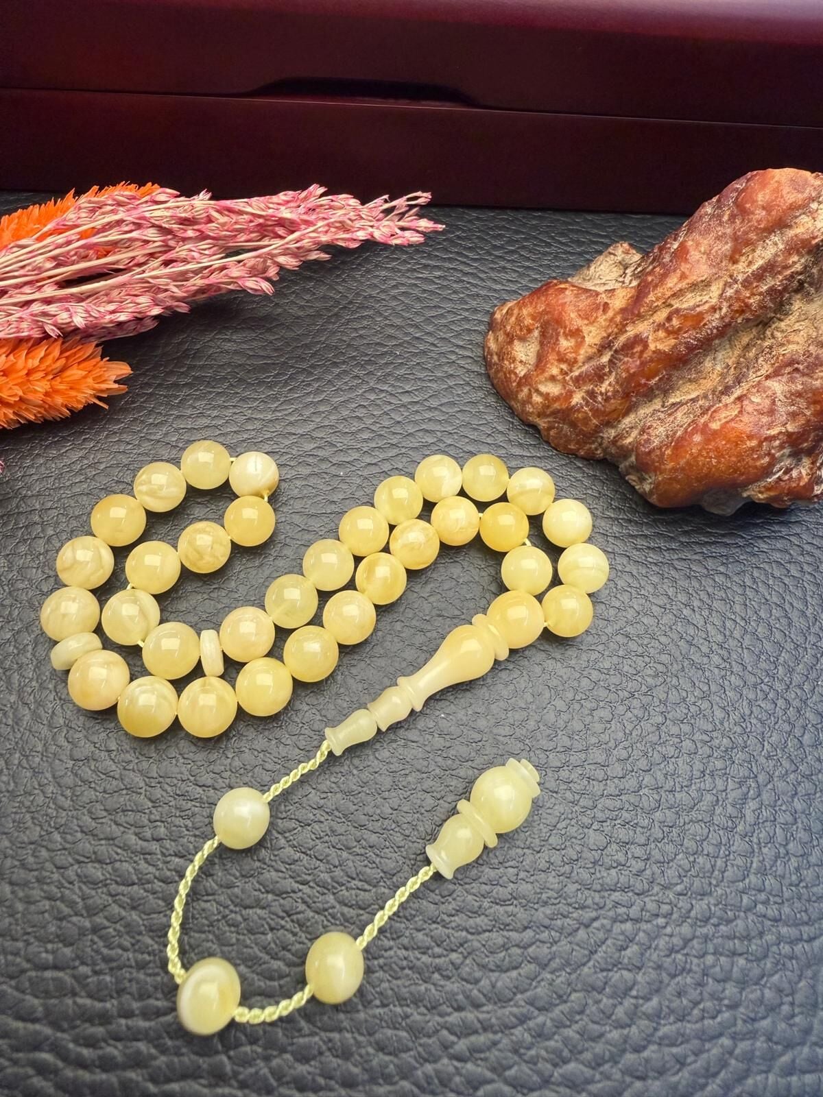 Rus Kaya Sistemli Damla Kehribar Tesbih