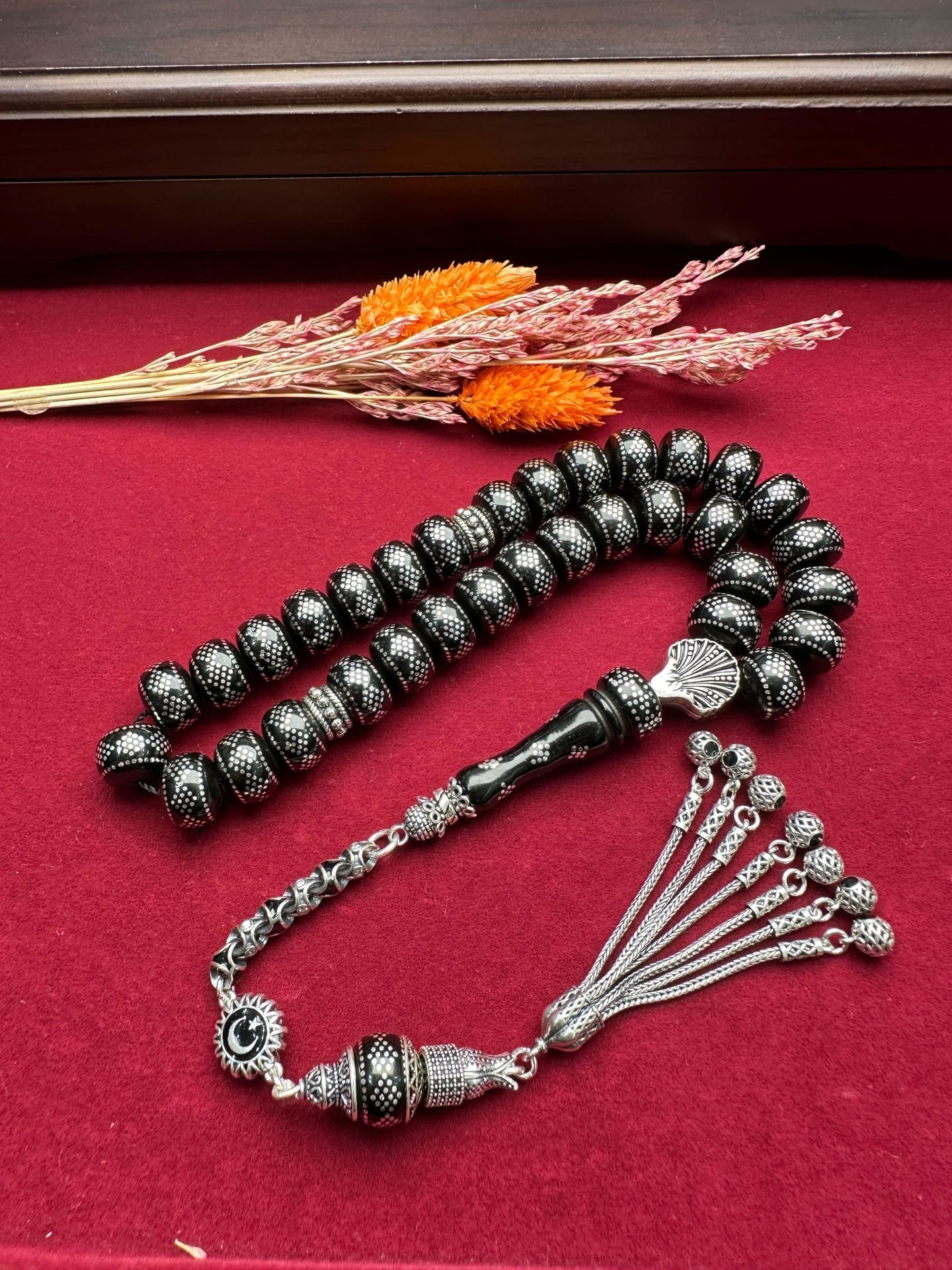 Teker Model Gümüş İşleme Rus Gürcistan Taşı Tesbih